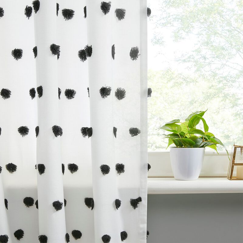 Gracie Mills Albert Lightweight Pom Pom Embellished Sheer Window Panel - 50x84"