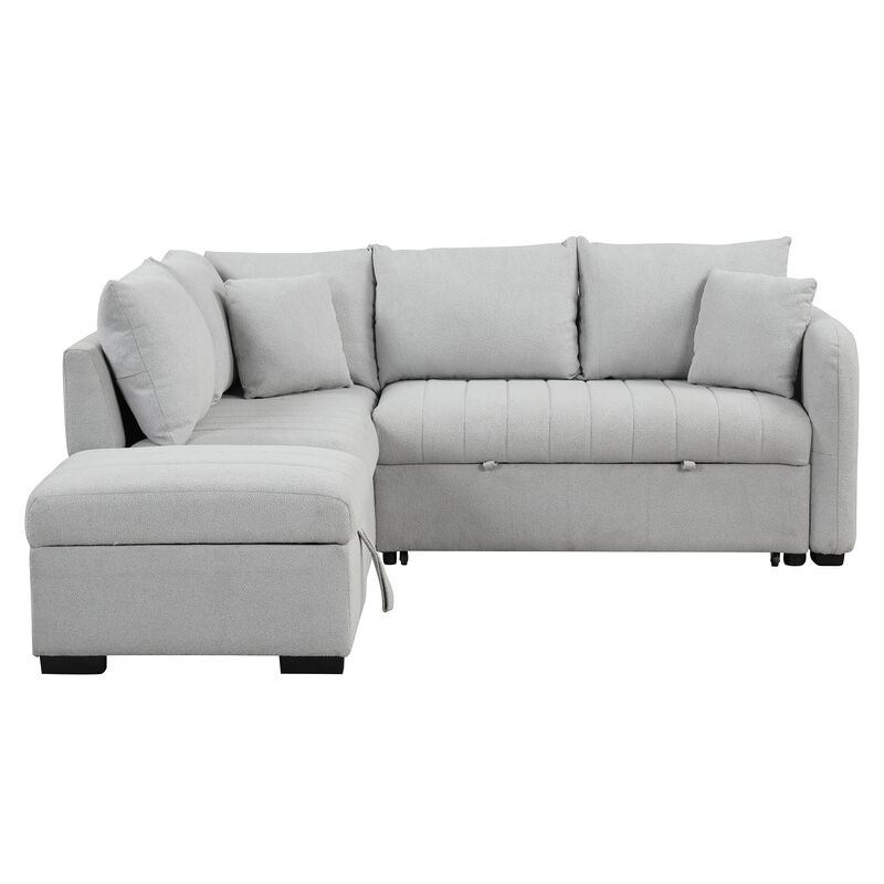 Merax L-shaped Sectional Pull Out Sofa Bed Sleeper Sofa with 2 USB Ports