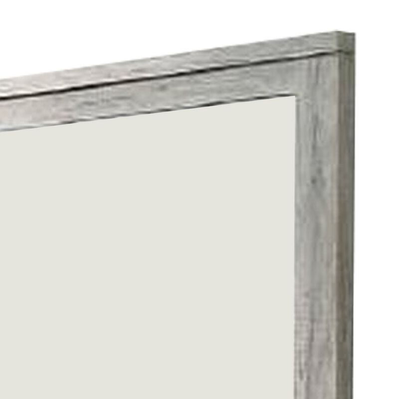 Wall Mirror with Rectangular Frame and Molded Details, Gray-Benzara