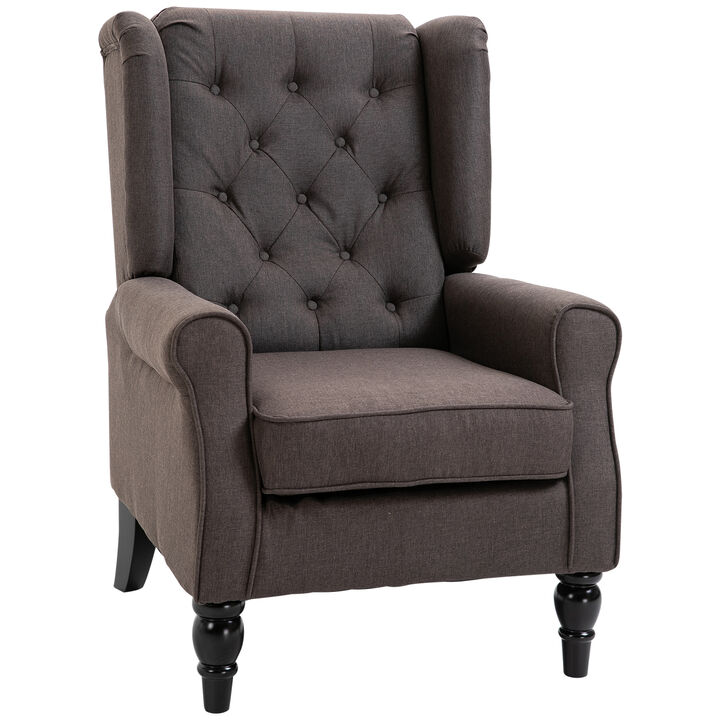 HOMCOM Button-Tufted Accent Chair with High Wingback, Rounded Cushioned Armrests and Thick Padded Seat, Blue