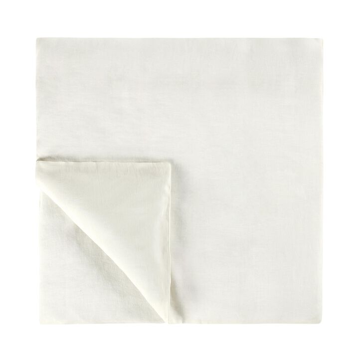 Paula Queen Size Duvet, Ivory Extra Soft Stone Washed Hemp and Cotton - Benzara