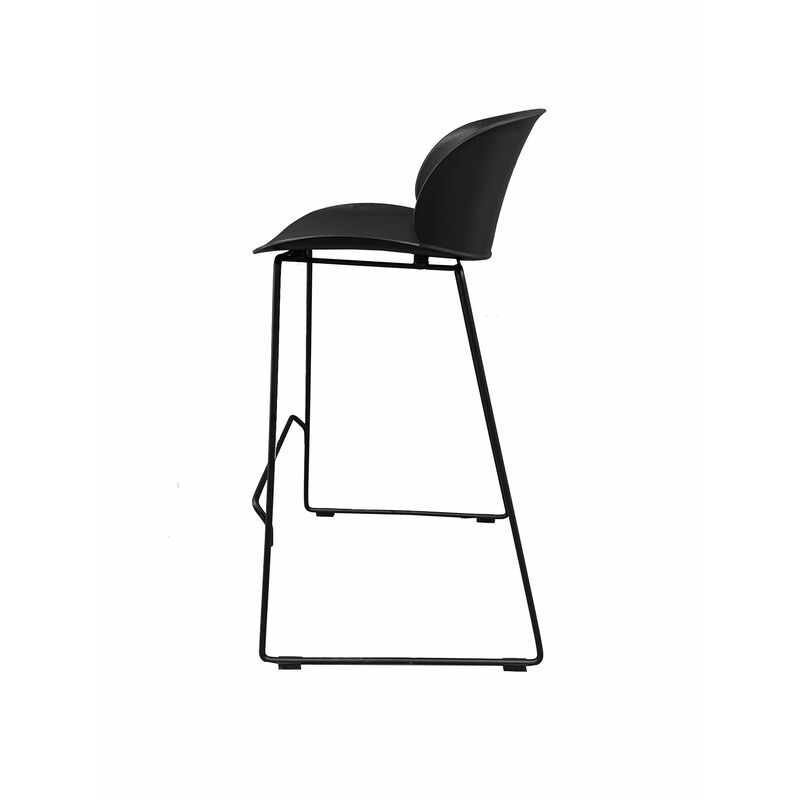 Sia 30 Inch Barstool Chair Set of 2, Black Seat and Back, Metal Base - Benzara