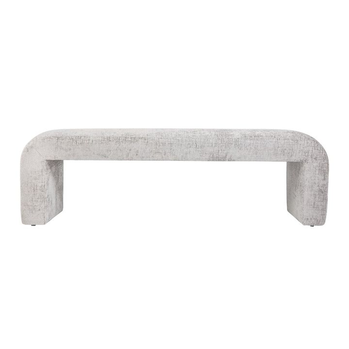Jofran Sophia Modern Luxury Curved Upholstered Waterfall Jacquard Bench - Large