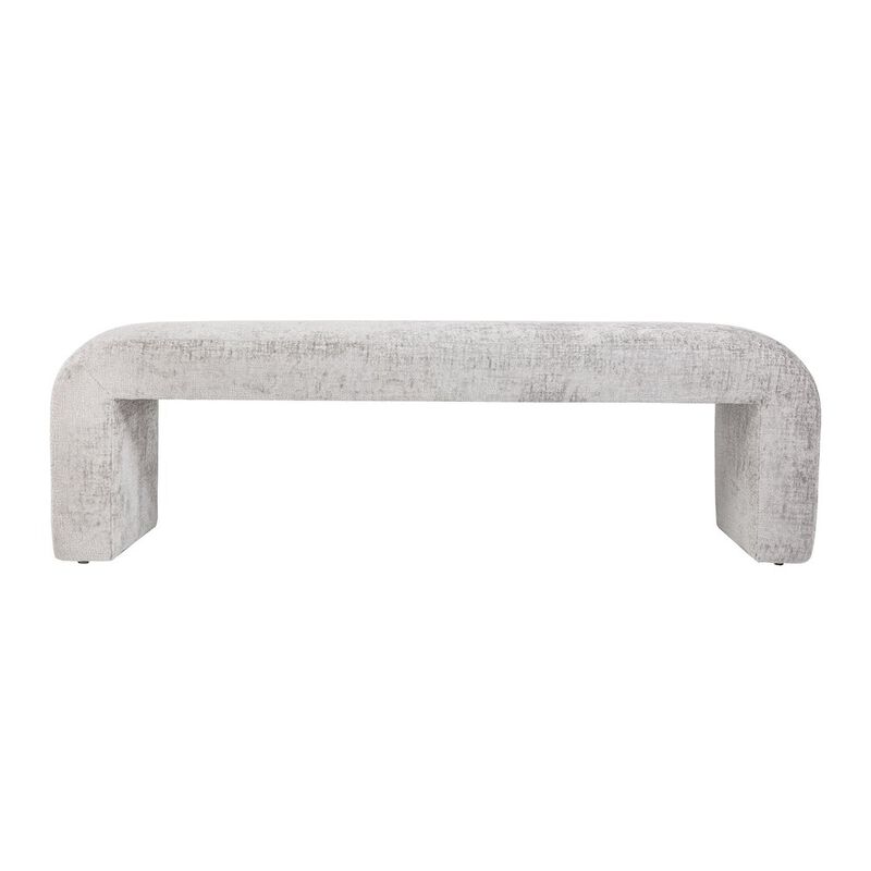 Jofran Sophia Modern Luxury Curved Upholstered Waterfall Jacquard Bench - Large