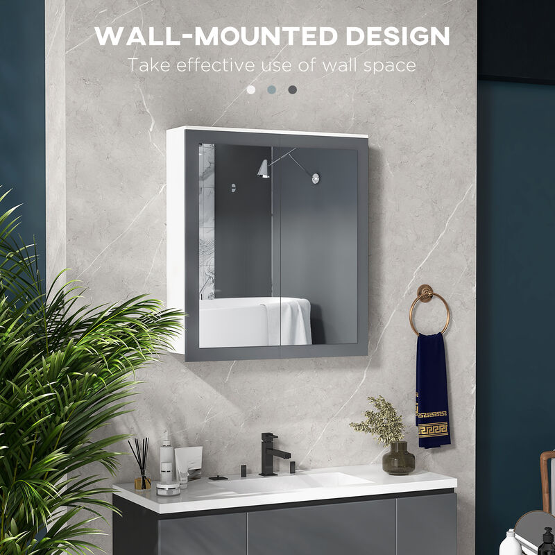 Wall Mounted Bathroom Wall Cabinet with Mirror Double Doors