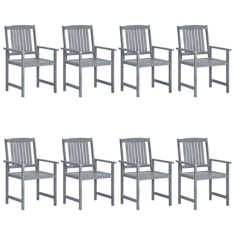 vidaXL Garden Chairs with Cushions 8 pcs Solid Acacia Wood Gray