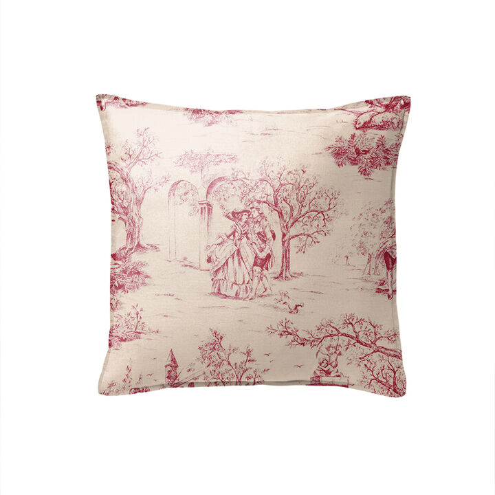 6ix Tailors Fine Linens Archamps Toile Red Decorative Throw Pillows