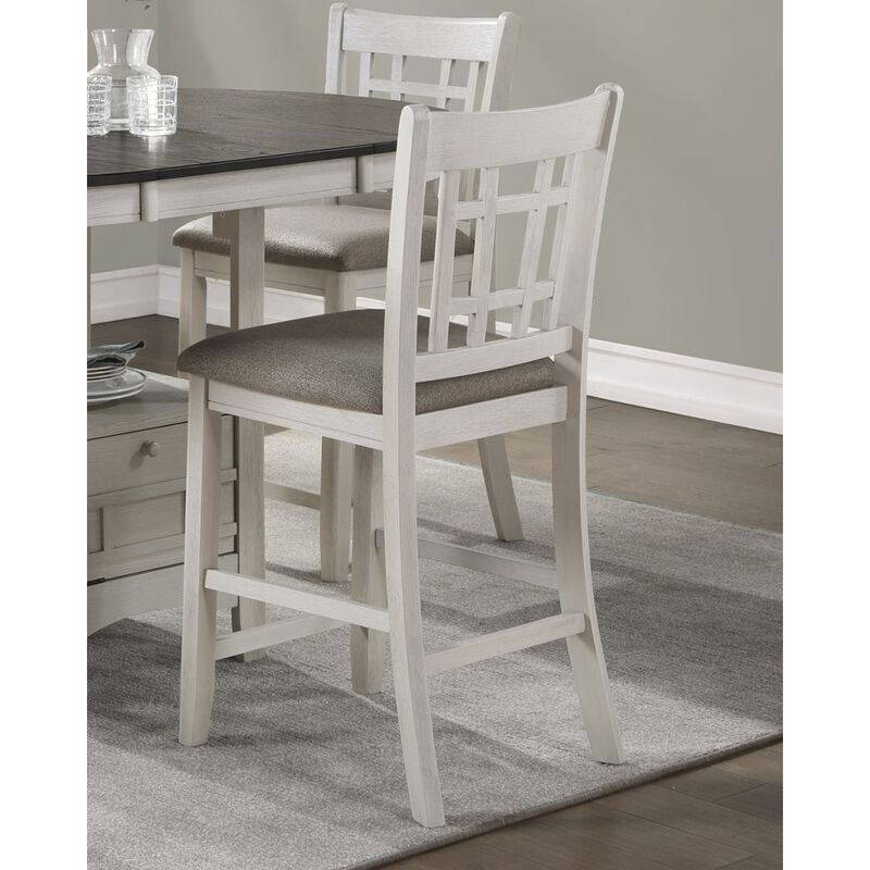 Antique White Wood Counter Height Chair Set 2 Piece
