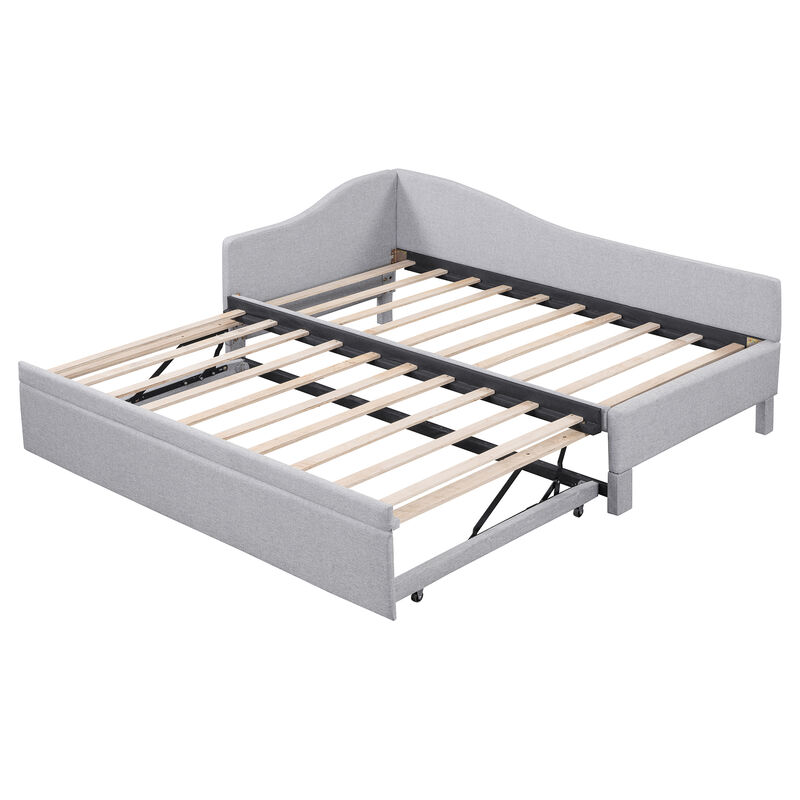 Merax Upholstered L-Shaped Daybed with Pop Up Trundle