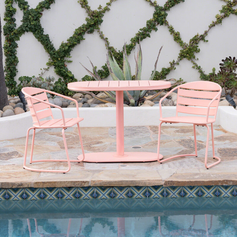 Stylish and Durable 3-Piece Matte Teal Oval Patio Set