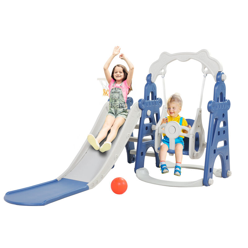 3-In-1 Toddler Extra-Long Slide and Swing Set