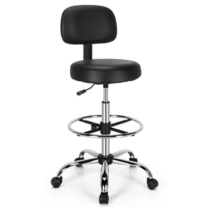 Costway Swivel Drafting Chair Tall Office Chair w/ Adjustable Backrest Foot Ring Costway Swivel Drafting Chair Tall Office Chair w/ Adjustable Backrest Foot Ring
