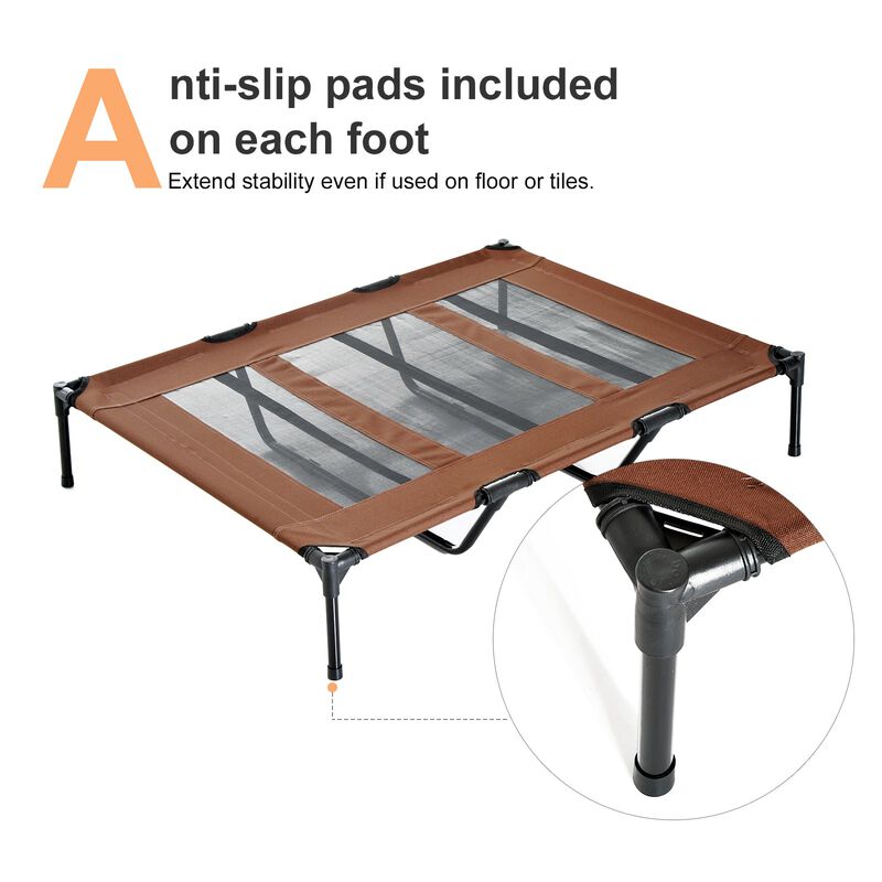 Tan Dog Lounger: 48"x36" Cooling Elevated Bed for Large Dogs