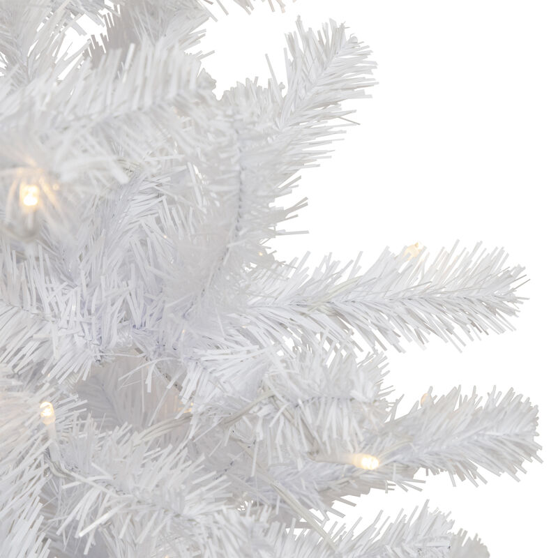 6.5' Pre-Lit Pencil White Georgian Pine Artificial Christmas Tree  Warm White LED Lights