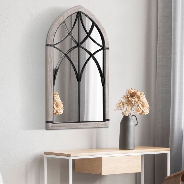 Rustic Wall Accent: Farmhouse Arch Window Mirror 36.5x23.5 Inch