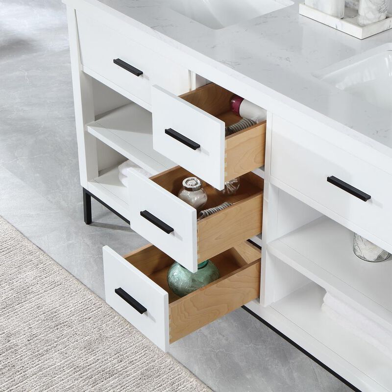 Altair 60 Double Bathroom Vanity Set in White with Mirror