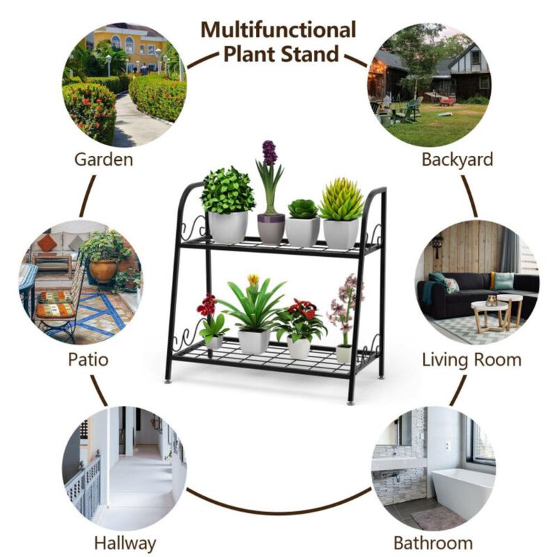 Hivvago 2-tier Patio Metal Plant Stand