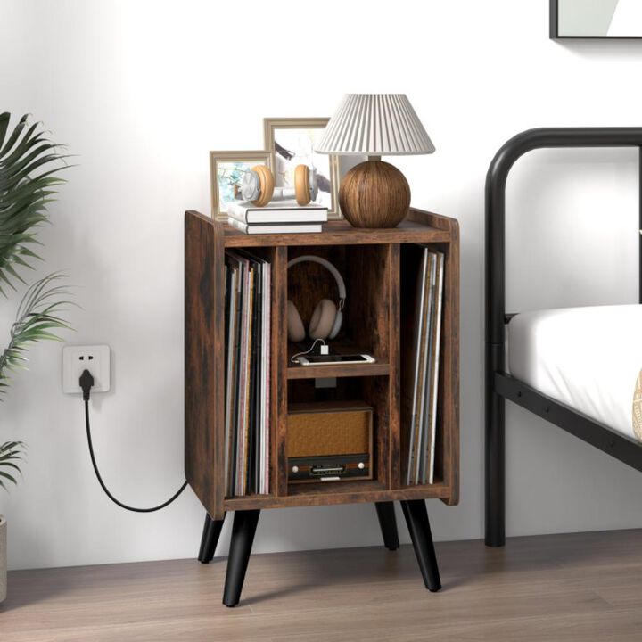 Hivvago Vinyl Record Storage Turntable Stand with 4 Open Shelves