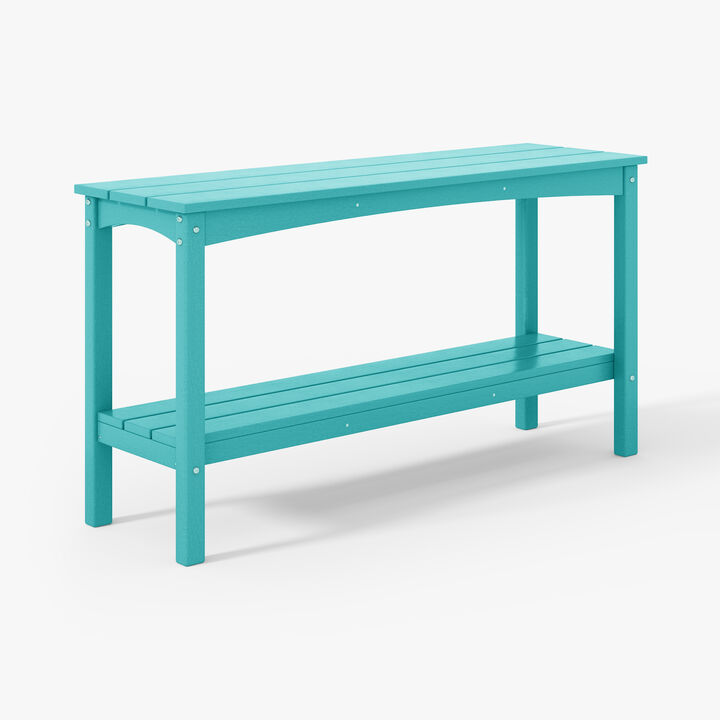 WestinTrends 55" Outdoor Patio HDPE Adirondack 2-Tier Shelf Console Table
