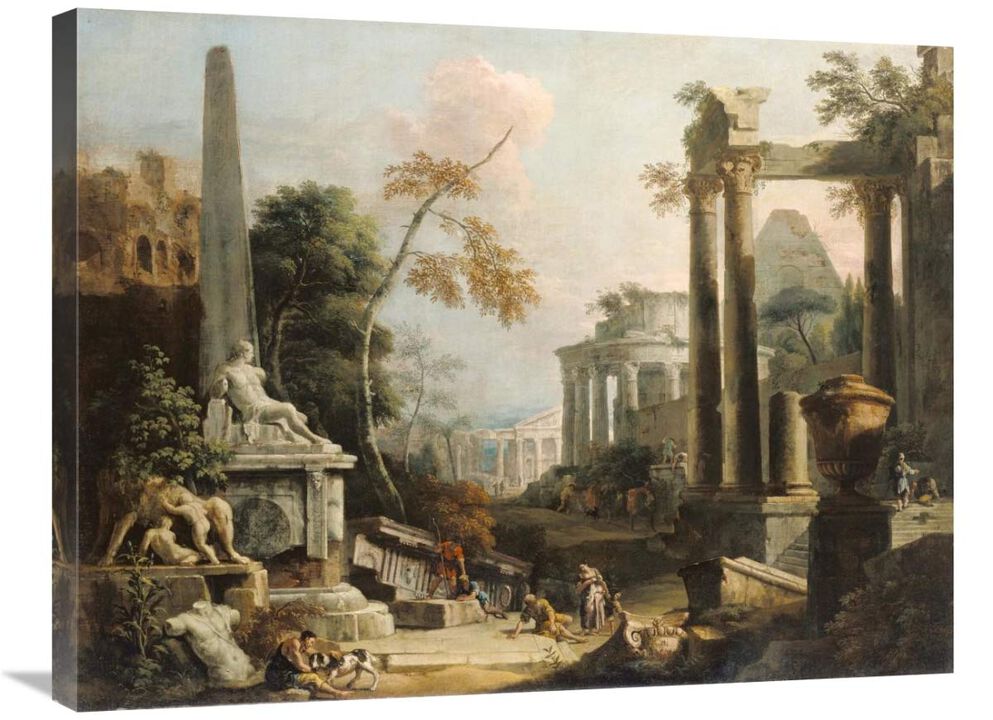 Landscape with Classical Ruins and Figures-Canvas Art-32x24