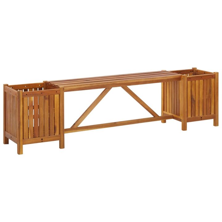 vidaXL Garden Bench with 2 Planters 59.1"x11.8"x15.7" Solid Acacia Wood
