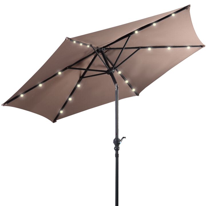 9FT Steel Patio Solar Umbrella LED Patio Market