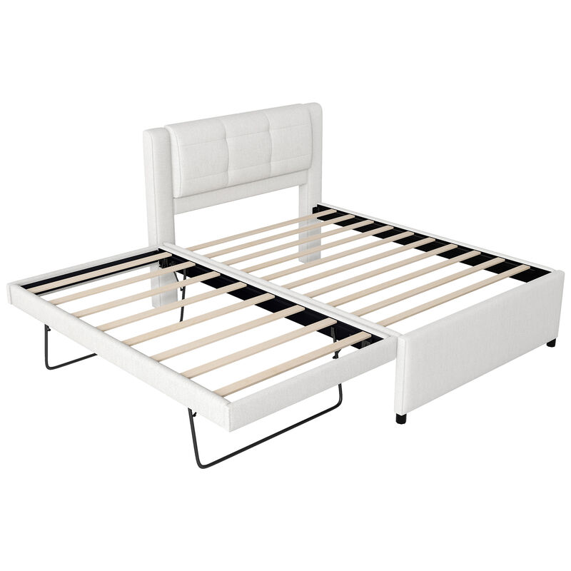 Merax Upholstery Platform Bed with Trundle