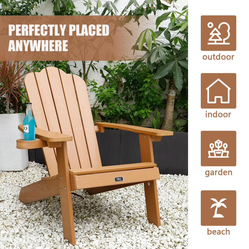 Adirondack Chair Backyard Outdoor Furniture Painted Seating With Cup Holder