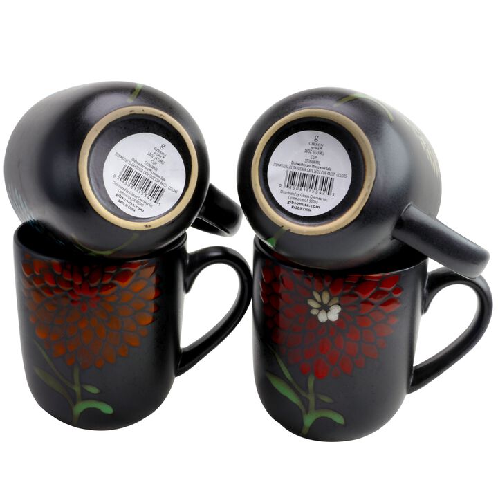 Gibson Home Gardenia Cafe 16 oz. Assorted Mug Set, Set of 4