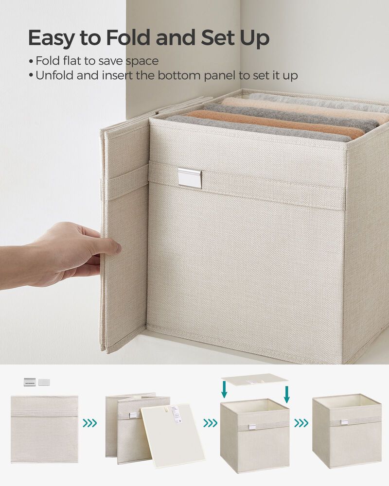 Set of 4 Storage Cubes with Double Handles for Easy Organization and Versatility