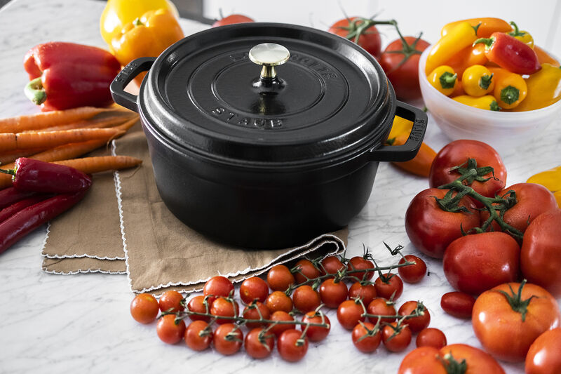 Staub Cast Iron Round Cocotte, Dutch Oven, 4-quart, serves 3-4, Made in France, White