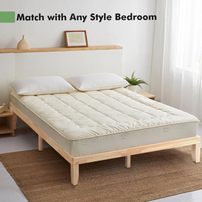Hivvago 14 Inch King Size Rubber Wood Platform Bed Frame with Wood Slat Support