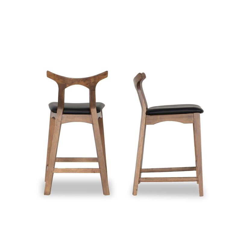 Ashcroft Furniture Co Hester Solid Wood Upholstered Square Bar Chair (Set of 2)