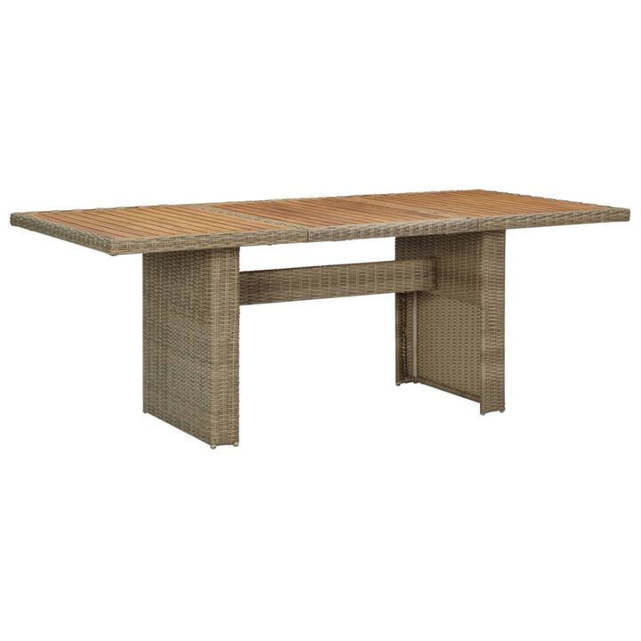 vidaXL Garden Dining Table Brown 78.7"x39.4"x29.1" Poly Rattan
