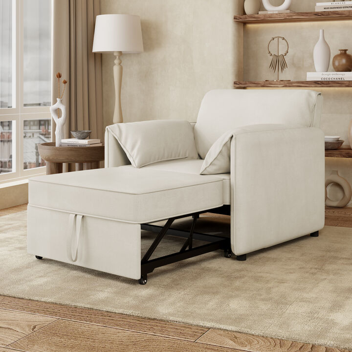 Merax Linen Armchair Convertible Pull Out Sofa Chair