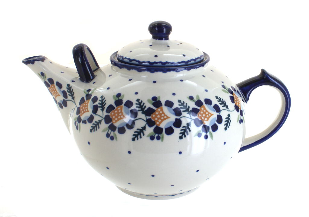 Blue Rose Polish Pottery Garden Bouquet Large Teapot