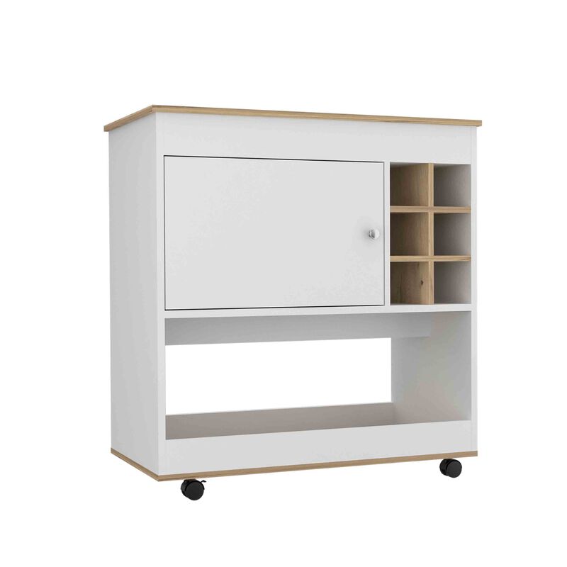 Bar Cart Aloha, Living Room, Light Oak / White