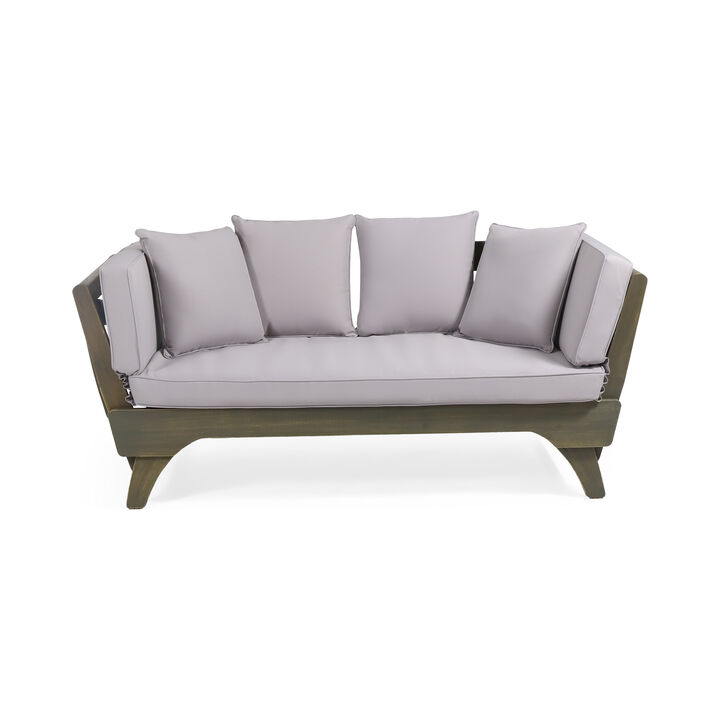 Merax Acacia Wood Patio Convertible Couch Sofa Bed