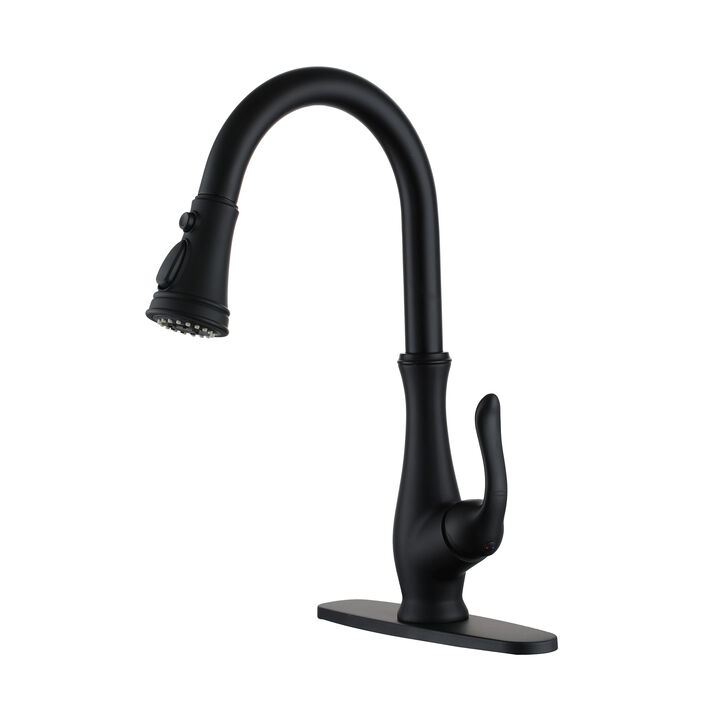 Mondawe 3 Modes Single Handle Sink Faucet, Kitchen Sink Faucet with Pull Down Sprayer, High Arc RV Kitchen Faucet with Deck Plate