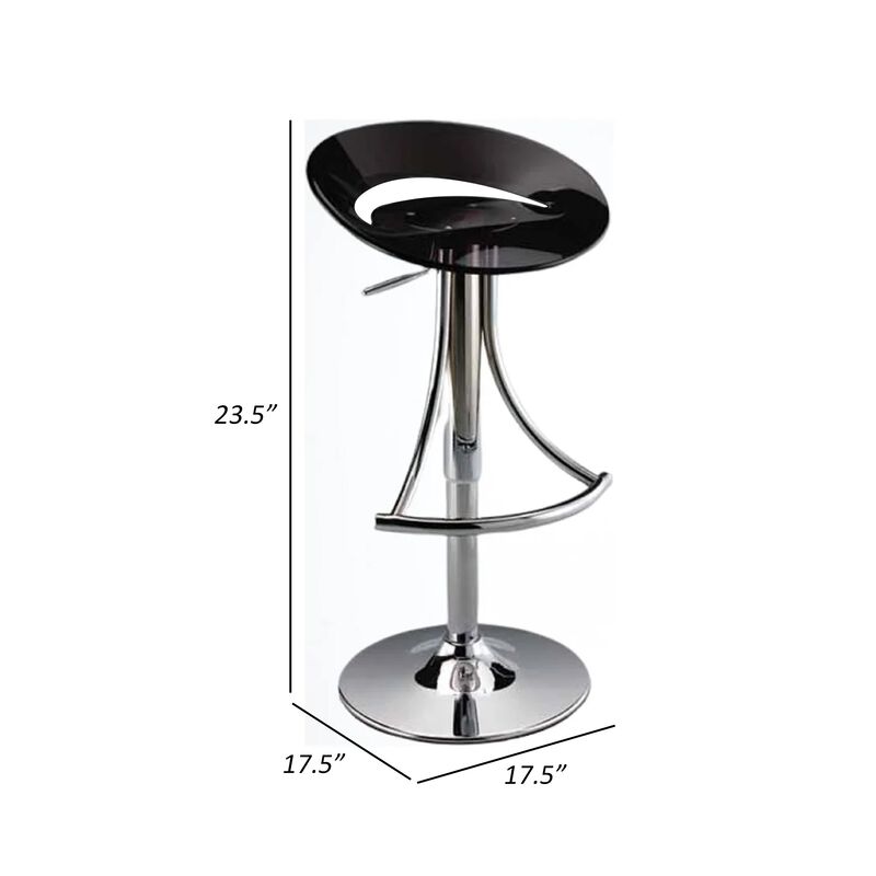 Vera 19-29 Inch Counter Height Stool, Round Swivel, Adjustable, Black - Benzara