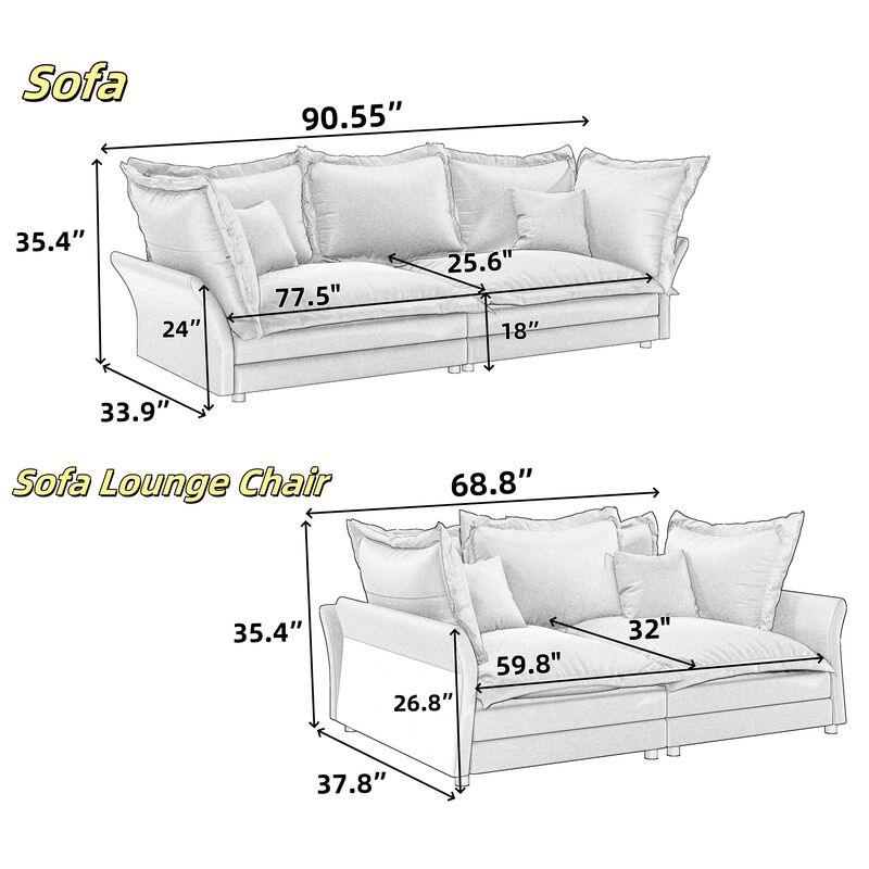 Merax Modern Comfy Upholstered Sofa Cloud Couch