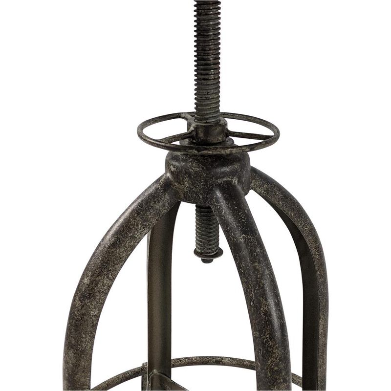 Carolina Living Mason Adjustable Barstool - Natural Driftwood Seat - Aged Iron Base