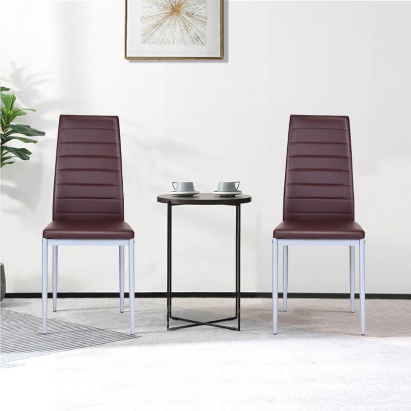 Hivvago 4 Pieces PVC Elegant Design Leather Dining Chairs with Solid Metal Legs