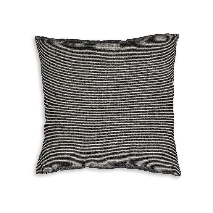 Throw Pillow Set of 4, 20 Inch, Cotton, Black White Stripes, Straight Edge -