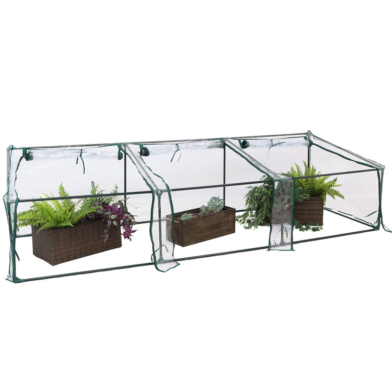 Sunnydaze Iron PVC Cover Mini Slant Cloche Greenhouse with Zipper - Clear