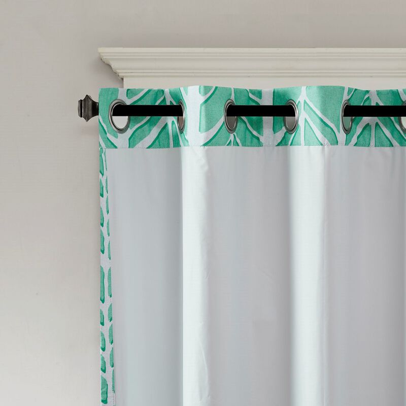 Aqua Geometric Printed Blackout Window Panel, Belen Kox