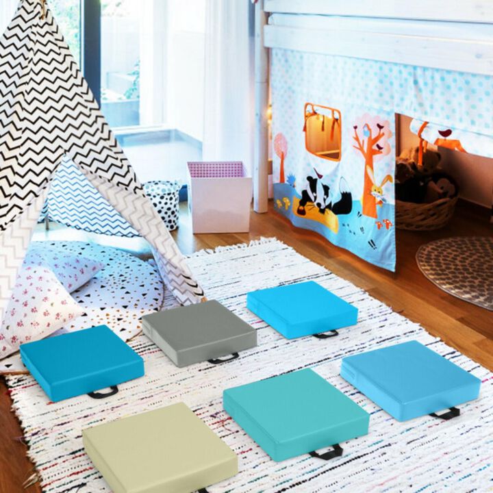 Hivvago 6 Pieces 15 Inch Square Toddler Floor Cushions Set with Handles