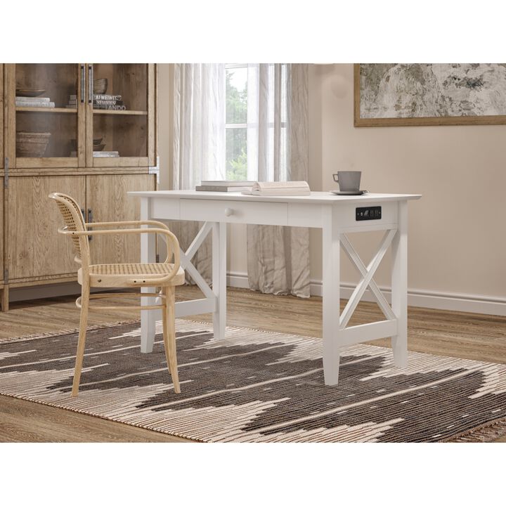 Atlantic Furniture X Design Desk with Drawer & Charging Station in White