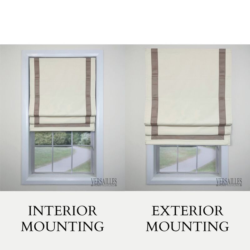 Versailles Valentina Cordless Roman Blackout Shades For Windows Insides/Outside Mount 32" x 63" Taupe
