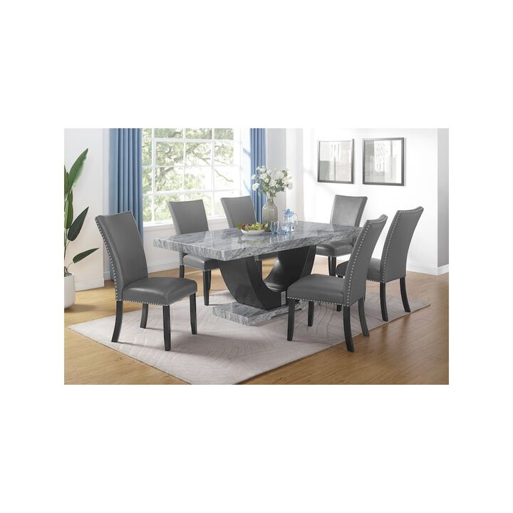 New Classic Furniture Lyra 7-Piece Wood Dining Table Set, Gray
